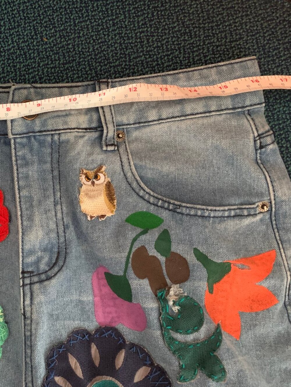 Custom One-of-a Kind Upcycle Jeans size large - Picture 10 of 10